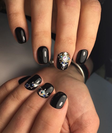 Короткие черные ногти: 65+ идей, которые выглядят элегантно и стильно